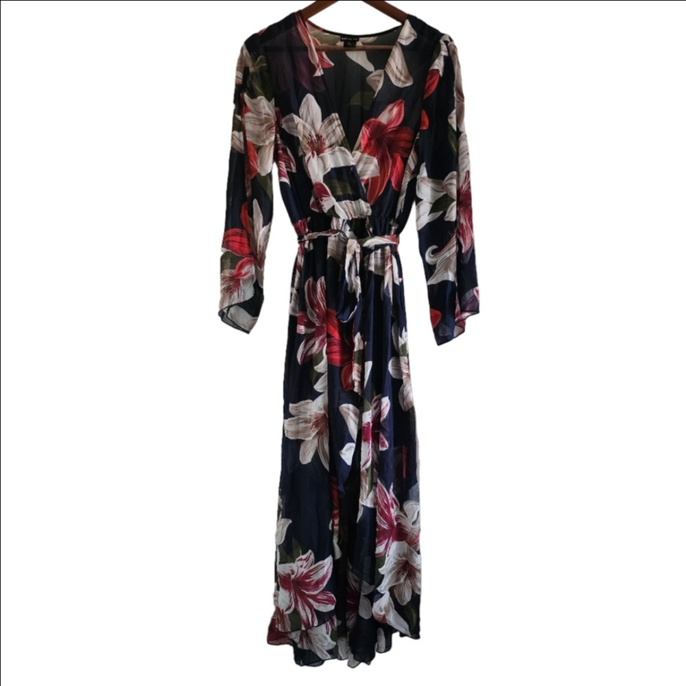 Floral Maxi Dress with Belt